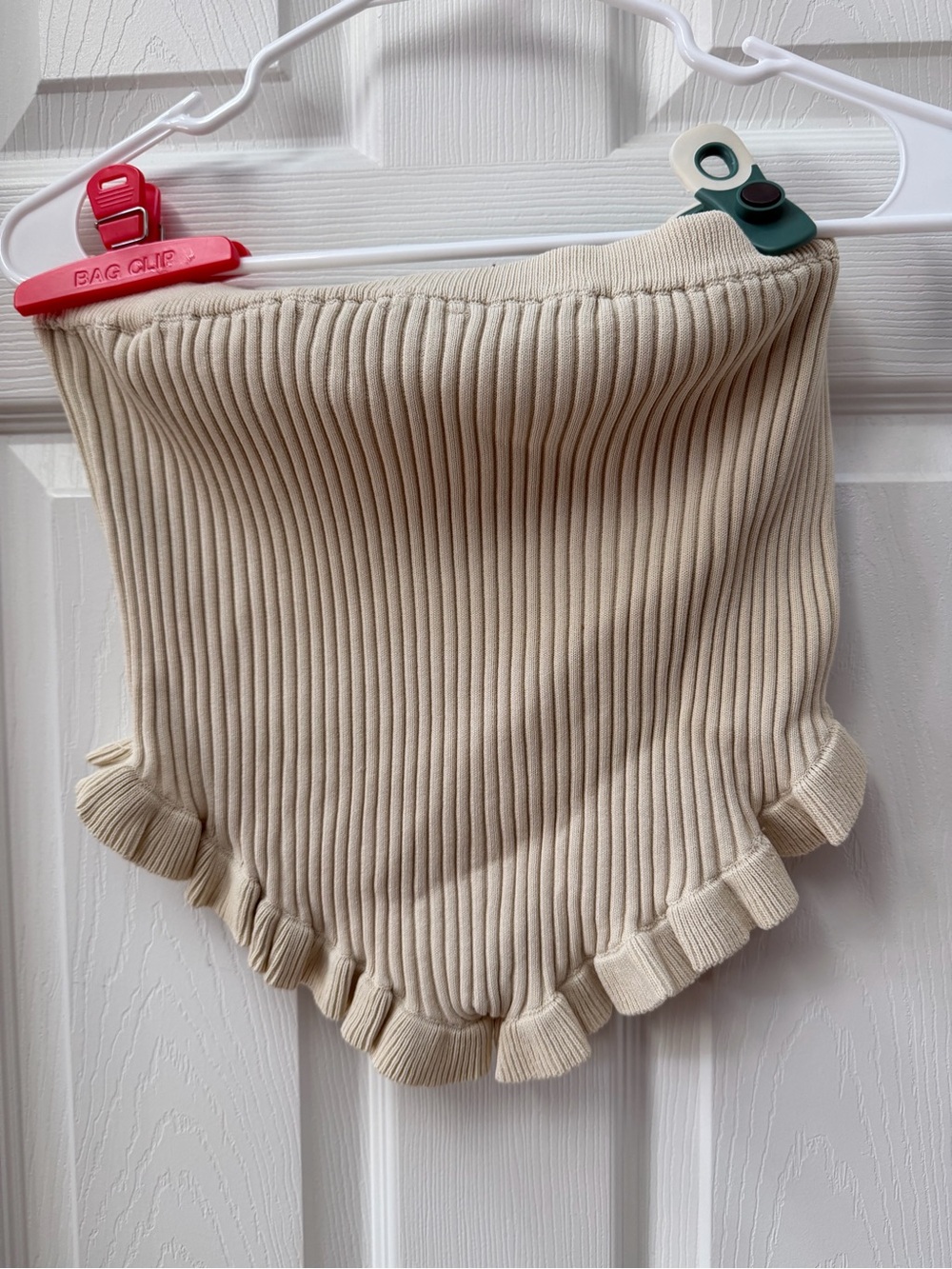 Free People Intimately Ivory Ribbed Ruffle High Rise Shorts Size XL - Picture 3 of 3